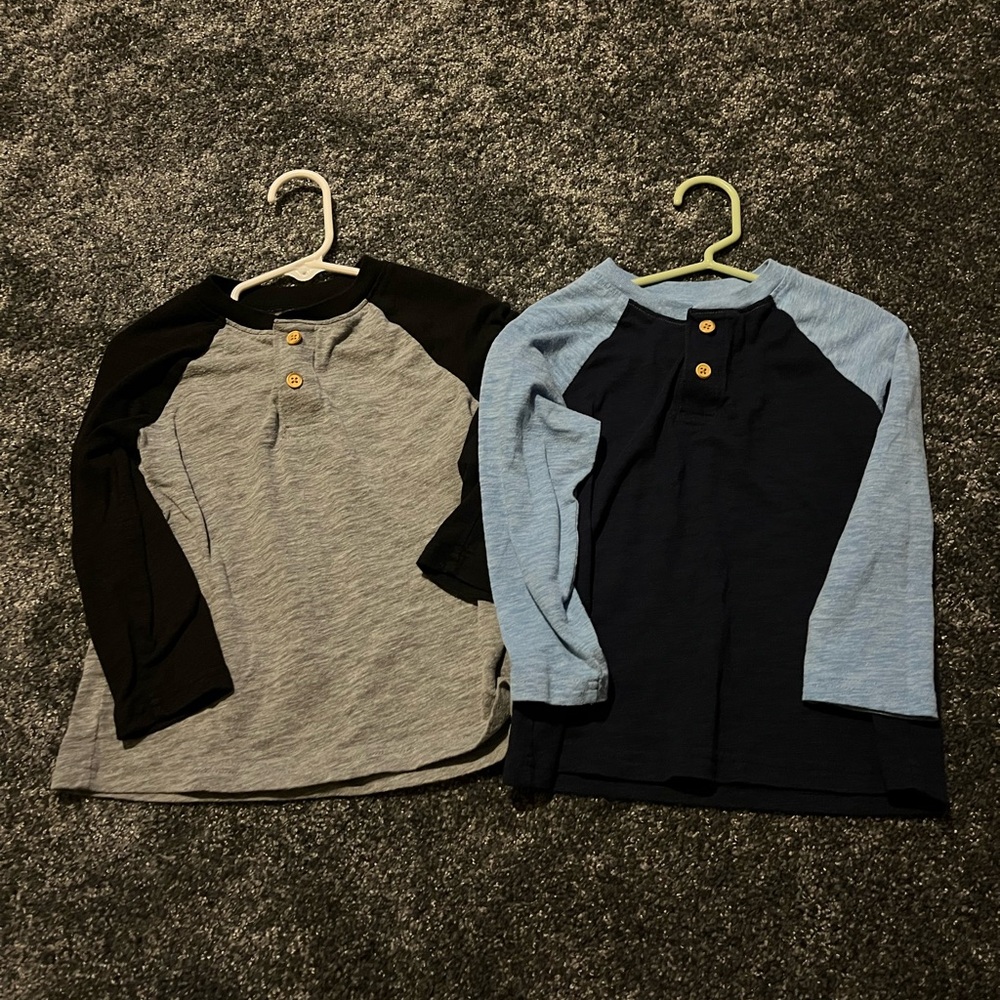 Jumping Beans Long Sleeve Raglan Tees - Gray and Blue